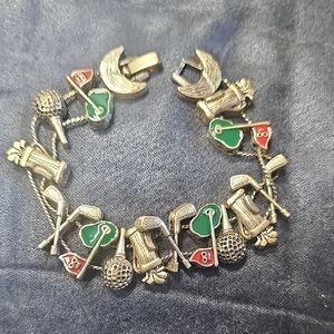 Vintage Goldette Golf Sliding Charm Bracelet